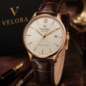 Velora Heritage classic leather strap watc